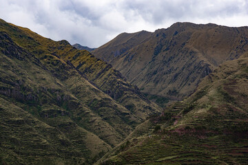 Incan terraces, used for farming and cultivation, in the Sacred Valley, Peru