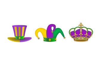 Set of isolated mardi gras hats © Angelica