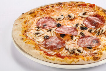 Italian Pizza with sausages and cheese