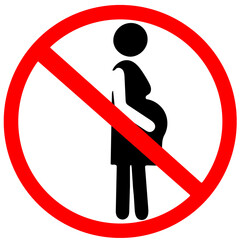 pregnant people not allowed, prohibited for pregnant red circle road sign transparent background