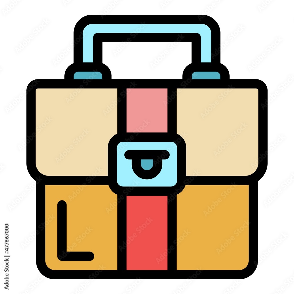 Poster briefcase icon. outline briefcase vector icon color flat isolated