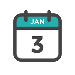 January 3 Calendar Day or Calender Date for Deadlines or Appointment