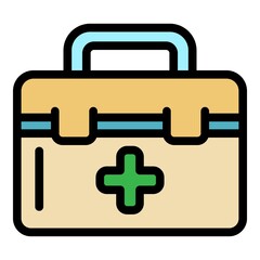 Obraz premium First aid kit icon. Outline first aid kit vector icon color flat isolated