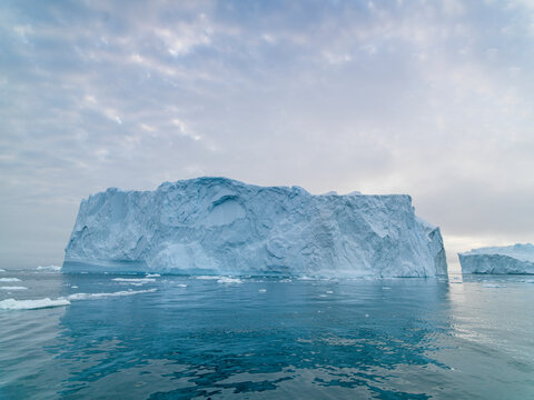 Icebergs melting on arctic pole in Greenland