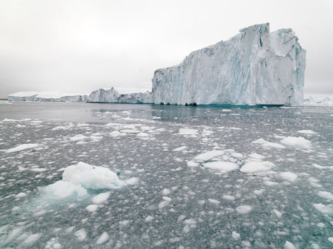 huge icebergs on arctic ocean