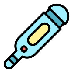 Electric thermometer icon. Outline electric thermometer vector icon color flat isolated