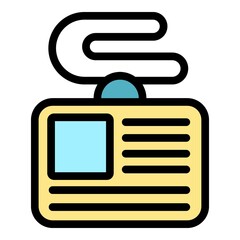 Event badge icon. Outline event badge vector icon color flat isolated