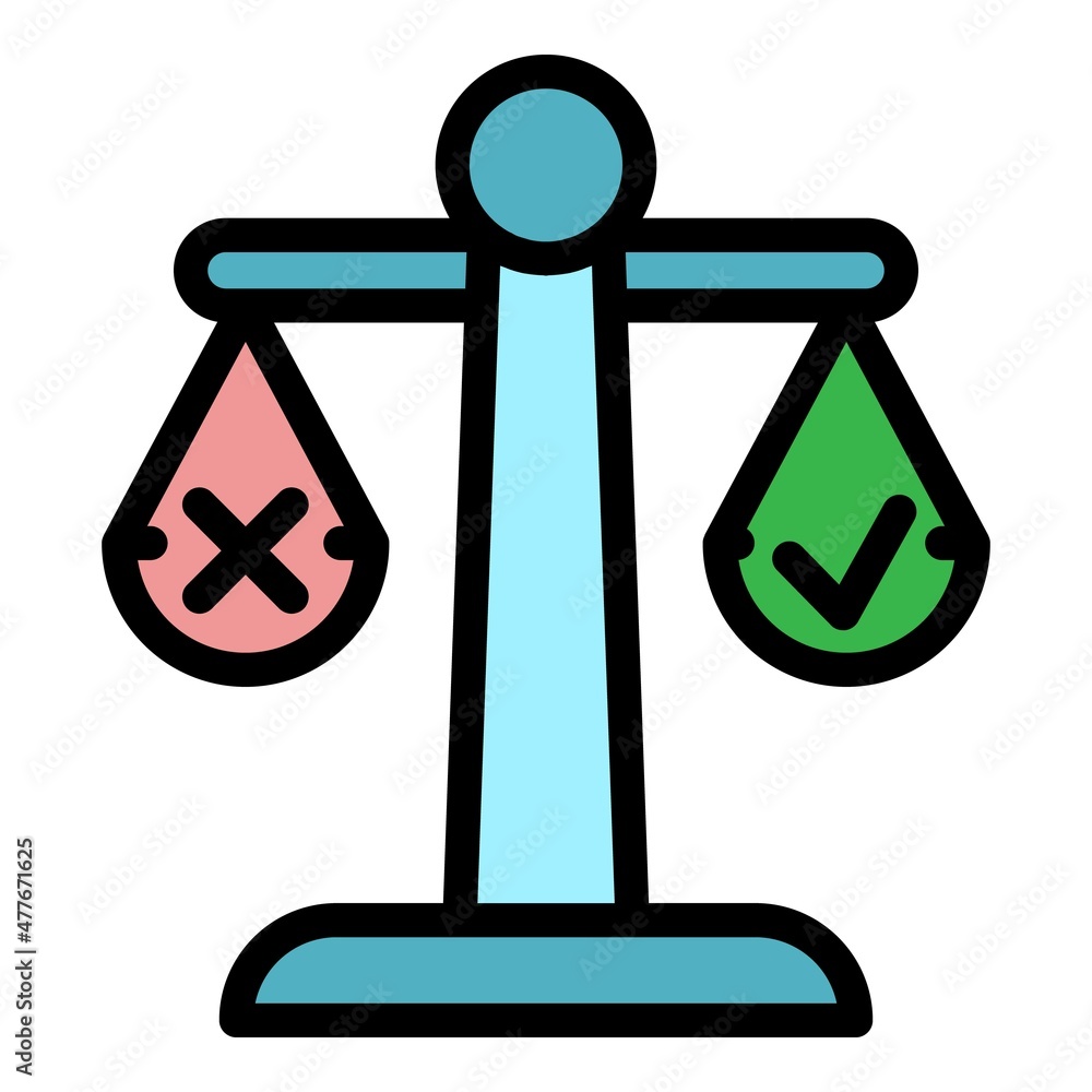 Poster scale decision icon. outline scale decision vector icon color flat isolated