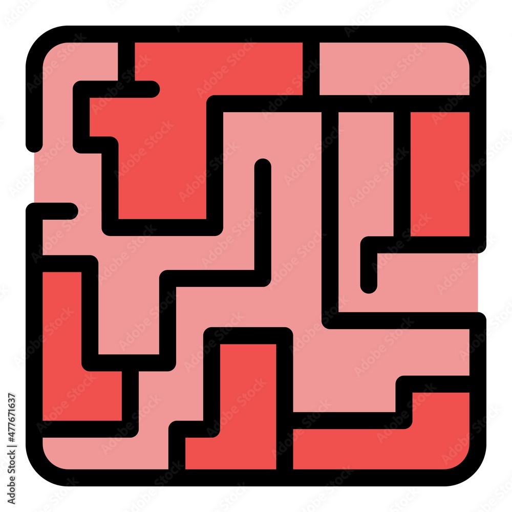 Poster problem maze icon. outline problem maze vector icon color flat isolated