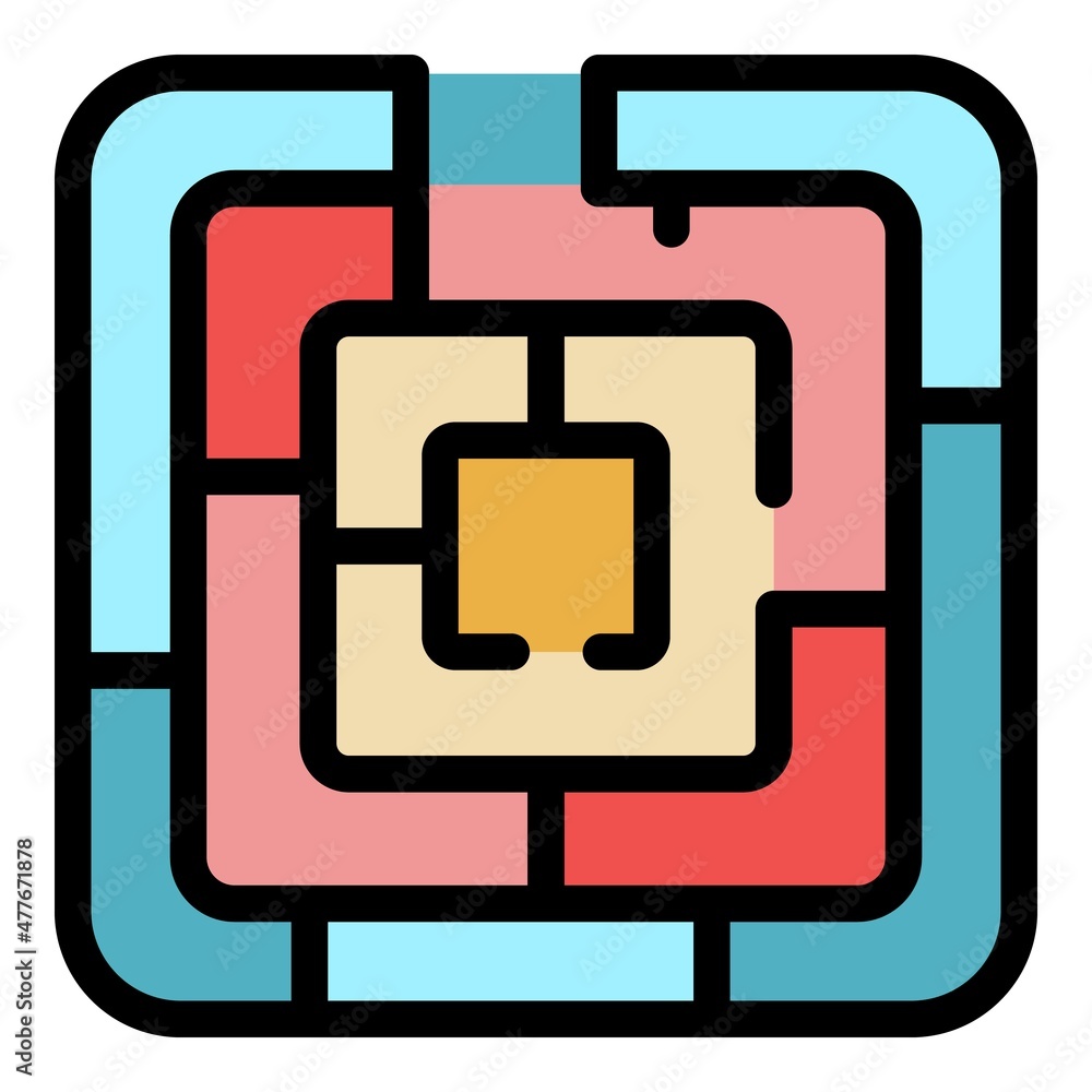 Poster maze solution icon. outline maze solution vector icon color flat isolated