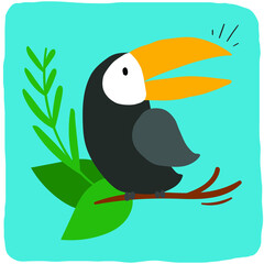 Tropical Toucan hand drawing vector