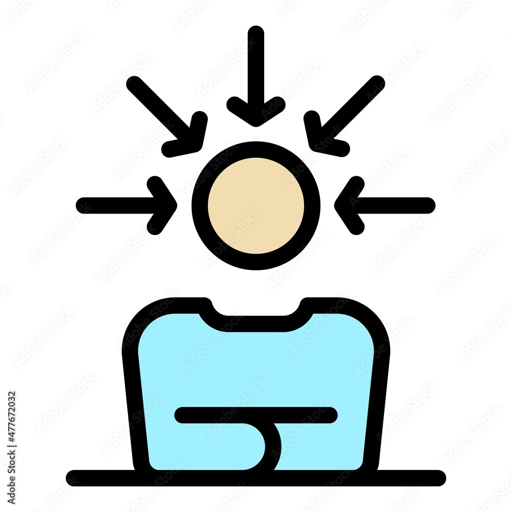 Poster human solving skill icon. outline human solving skill vector icon color flat isolated