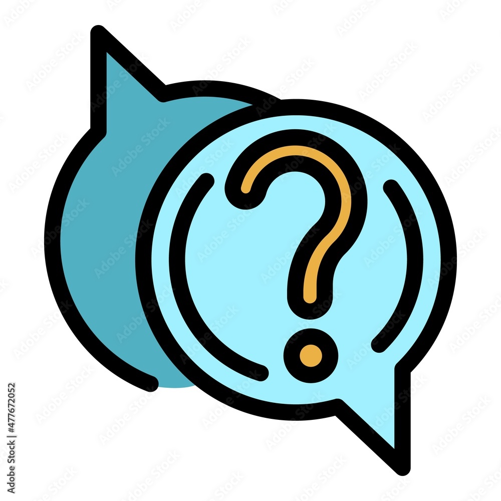Poster solving chat problem icon. outline solving chat problem vector icon color flat isolated