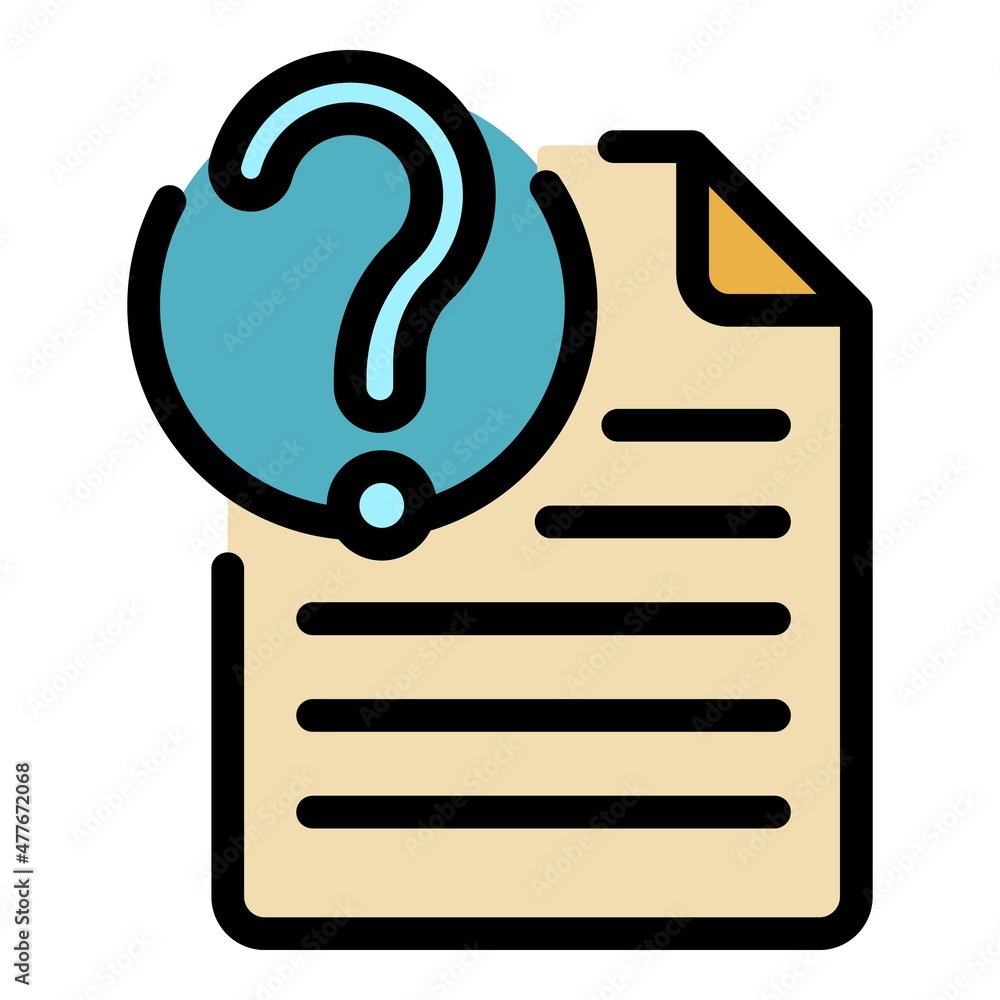 Poster question document icon. outline question document vector icon color flat isolated