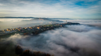 Layers of fog color a winter day