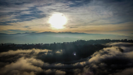 Obraz premium Layers of fog color a winter day