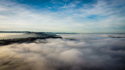 Layers of fog color a winter day