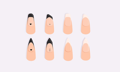 Different vector french manicure, different nail's forms	

