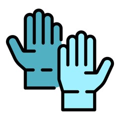 Dentist medical gloves icon. Outline dentist medical gloves vector icon color flat isolated