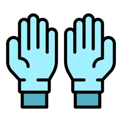 Doctor medical gloves icon. Outline doctor medical gloves vector icon color flat isolated
