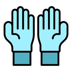 Clean medical gloves icon. Outline clean medical gloves vector icon color flat isolated