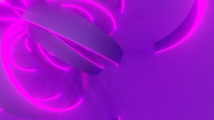 Abstract background curved lines glowing pink neon 3d rendering