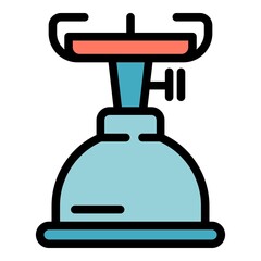 Old gas stove icon. Outline old gas stove vector icon color flat isolated