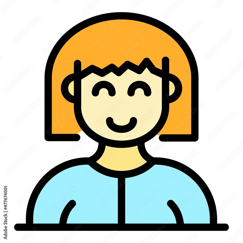 Poster smiling avatar icon. outline smiling avatar vector icon color flat isolated