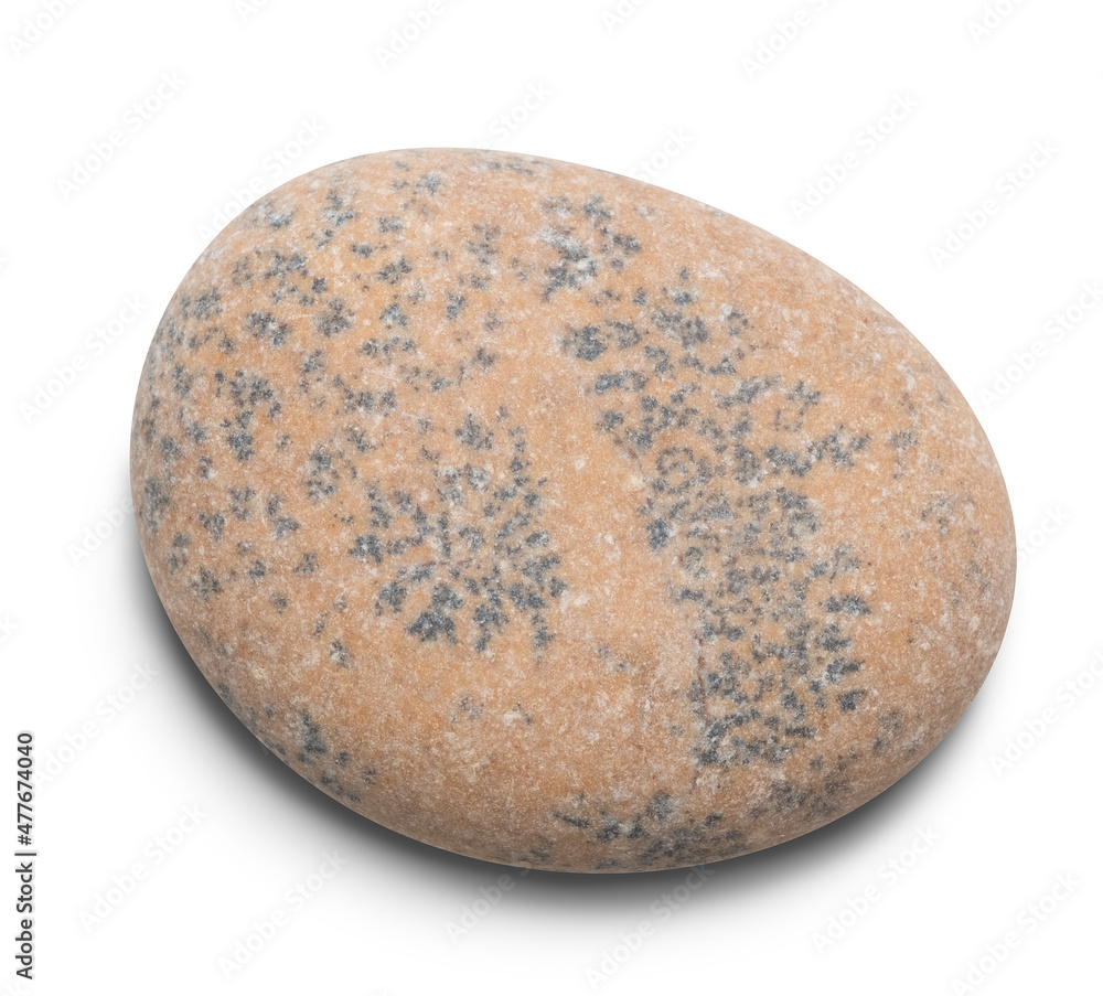 Aufkleber pebble. smooth red sea stone isolated on white background with shadows, clipping path for isolation 