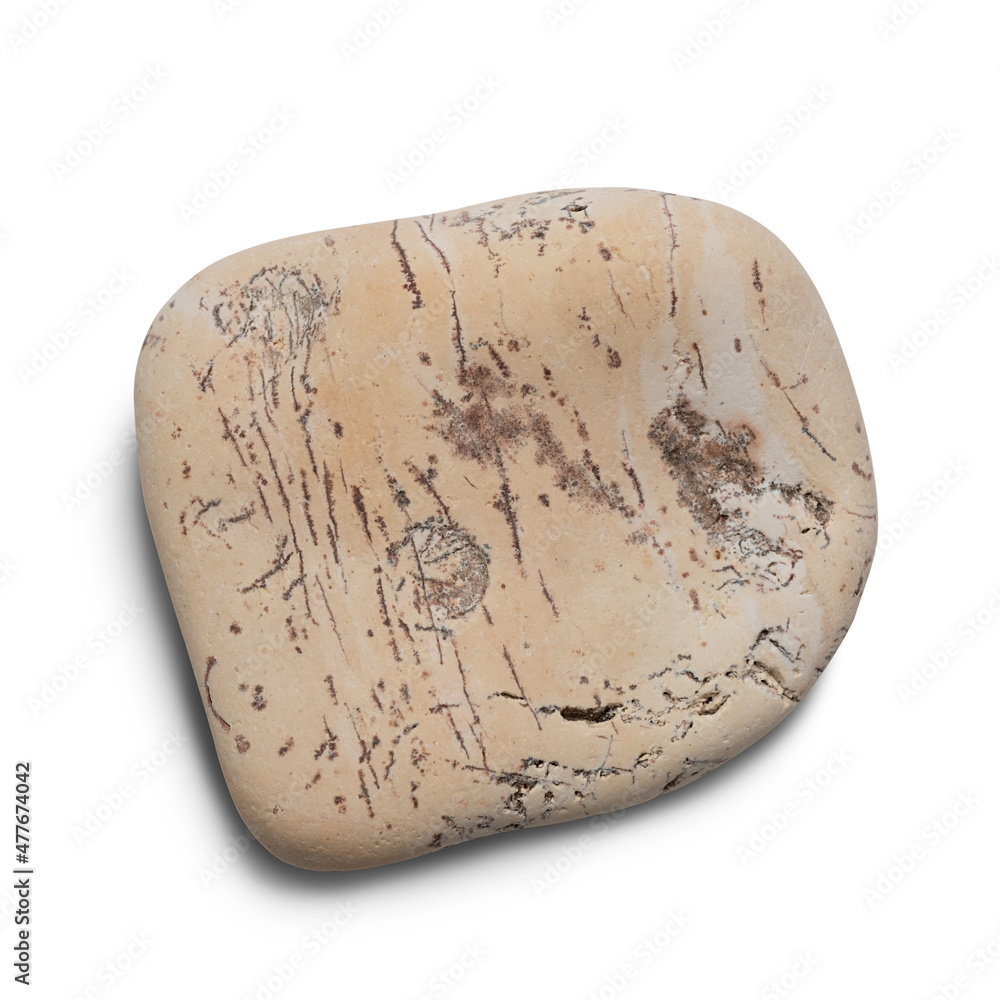 Aufkleber pebble. smooth red sea stone isolated on white background with shadows, clipping path for isolation 