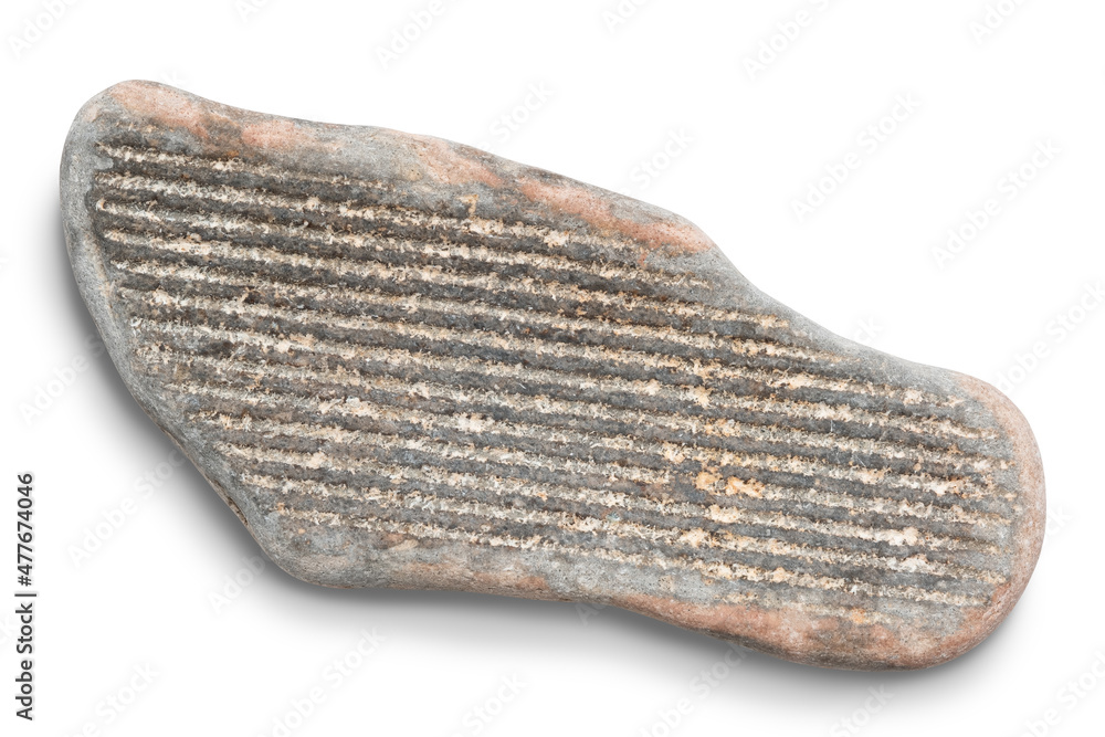 Aufkleber pebble. smooth red sea stone isolated on white background with shadows, clipping path for isolation 