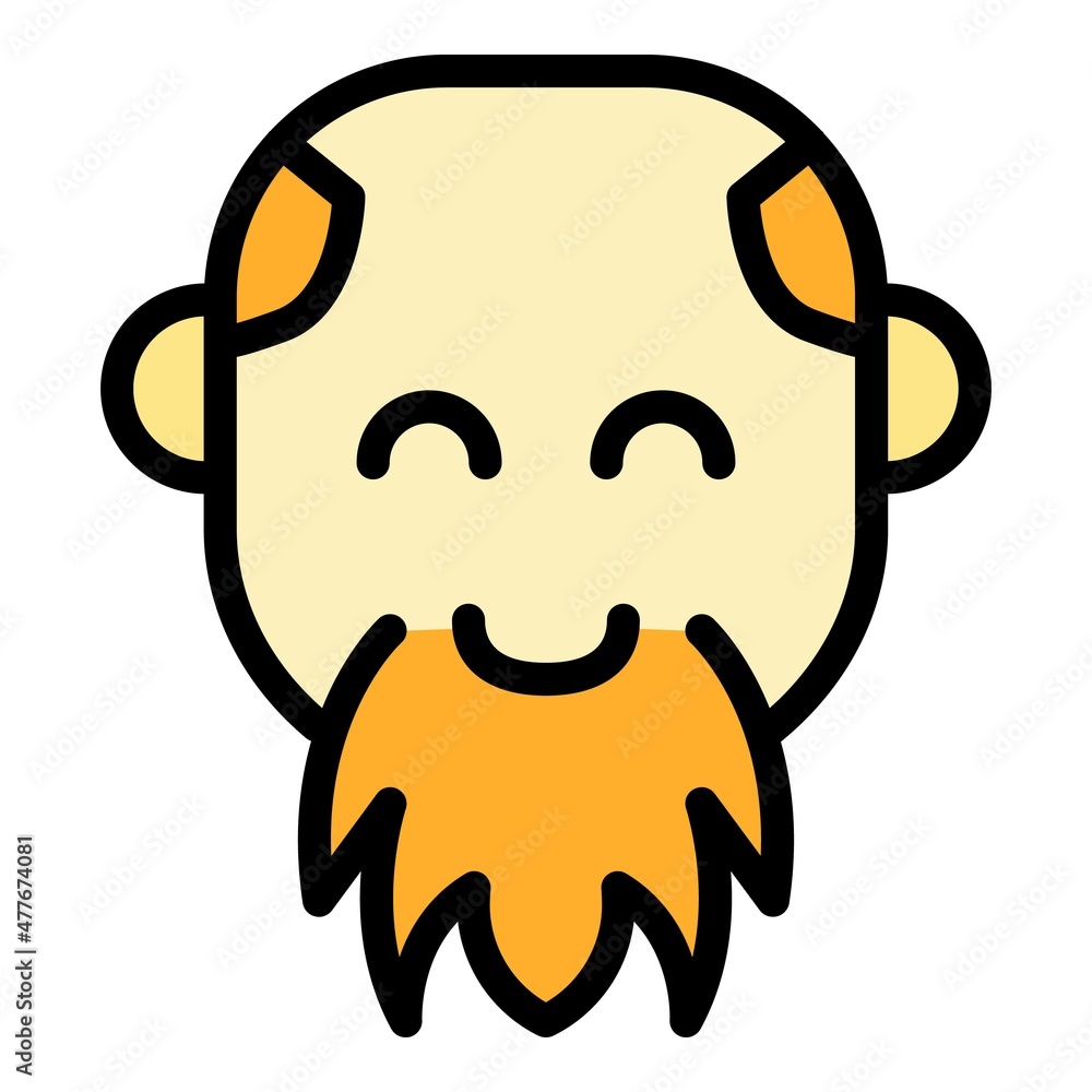 Poster smiling bearded man icon. outline smiling bearded man vector icon color flat isolated