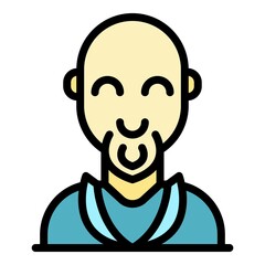 Smiling old man icon. Outline smiling old man vector icon color flat isolated