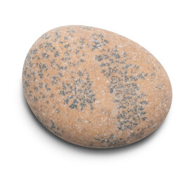 Pebble. Smooth red  sea stone isolated on white background with shadows, clipping path  for isolation without shadows on white