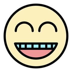 Funny emoji icon. Outline funny emoji vector icon color flat isolated