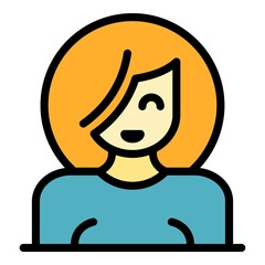 Smiley icon. Outline smiley vector icon color flat isolated