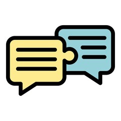 Business collaboration chat conversation icon. Outline business collaboration chat conversation vector icon color flat isolated