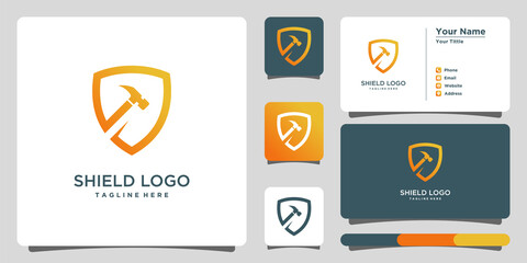 Shield logo with gradient unique and elegant. Premium Vector