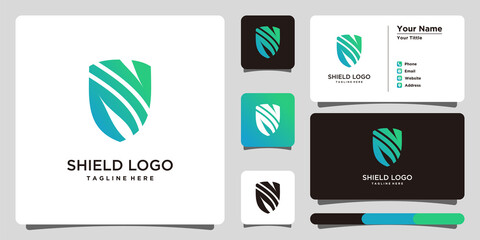Shield logo with gradient unique and elegant. Premium Vector