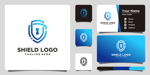Shield logo with gradient unique and elegant. Premium Vector