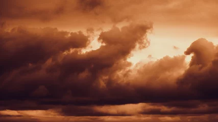 Stof per meter Dark moody storm clouds. Ominous warning © EwaStudio
