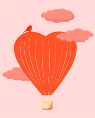 Naklejka premium Balloon hearts in pink clouds. Valentine's day card, sale and other flyer templates with lettering. Typography poster, card, label, banner design. Vector stock illustration.
