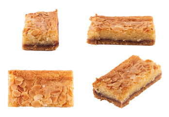 four  almond cakes  isolated on white background 