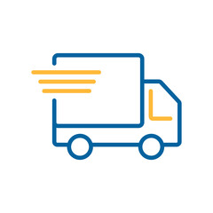 Fast shipping delivery truck vector flat icon