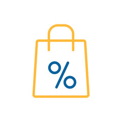 Shopping bag with percent symbol vector icon