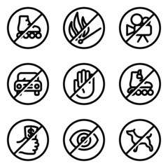 Forbiddance Flat Icon Set Isolated On White Background