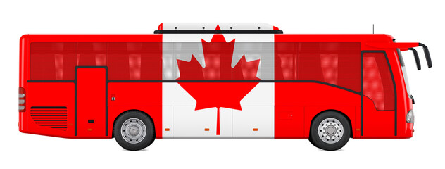 Bus travel in Canada, Canadian bus tours, concept. 3D rendering