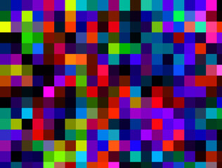 Texture of multicolored square pixels. 3D rendering