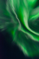 Looking up into the corona of the northern lights or aurora borealis near Churchill, Manitoba, Canada