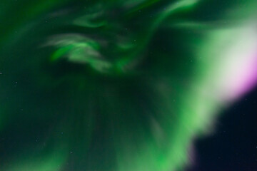 Looking up into the corona of the northern lights or aurora borealis near Churchill, Manitoba, Canada